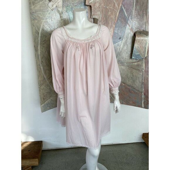 Vintage Claire Sandra by Lucie Ann Pink Babydoll Nightgown Chemise Dress Medium